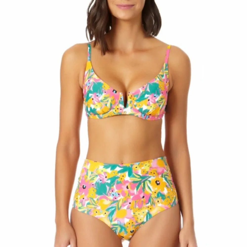 Anne Cole swim suit 2 pc sunshine floral XXL bathing suit top and XL Bottoms - Picture 2 of 15